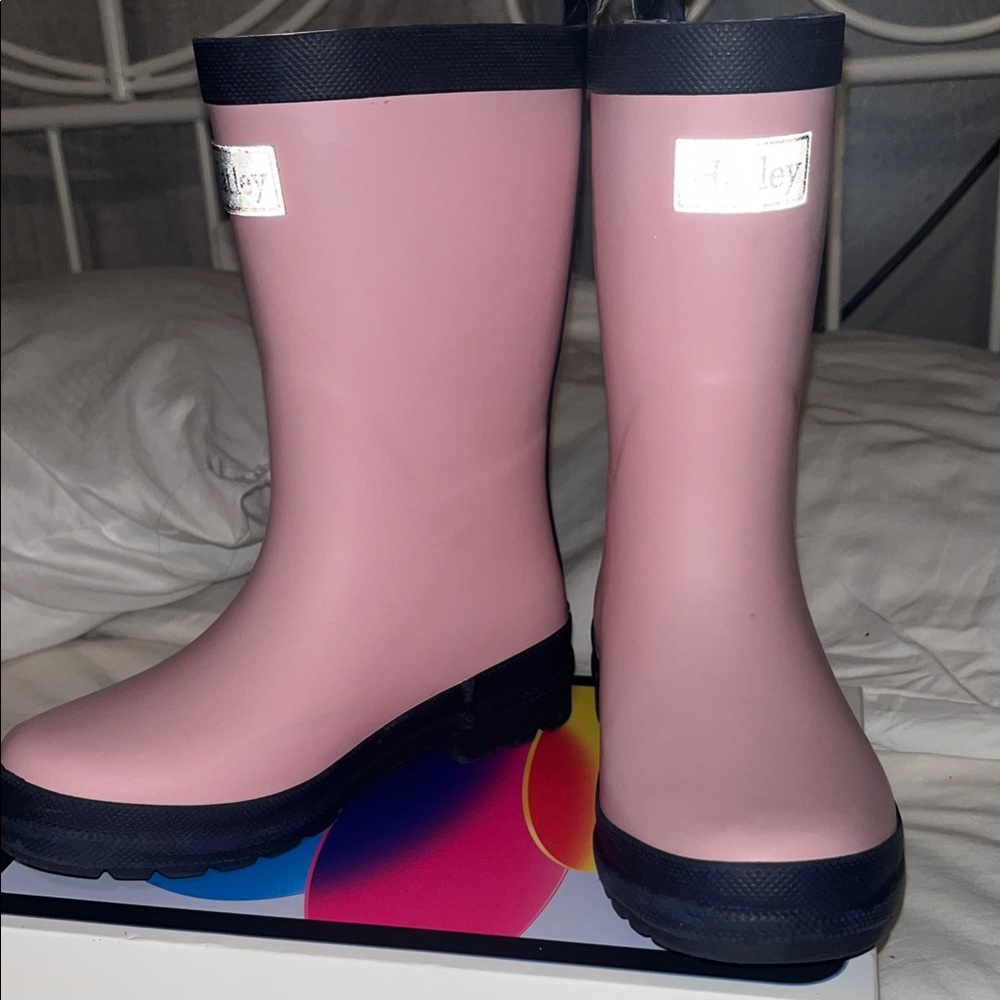 Hatley Pink and Black Rain Boots